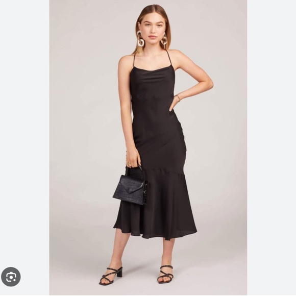 NWT The Line by K black midi Slip dress / backless XS - Picture 4 of 9